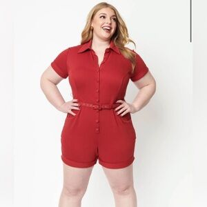 NWT Unique Vintage Red Patsy Romper sz XL